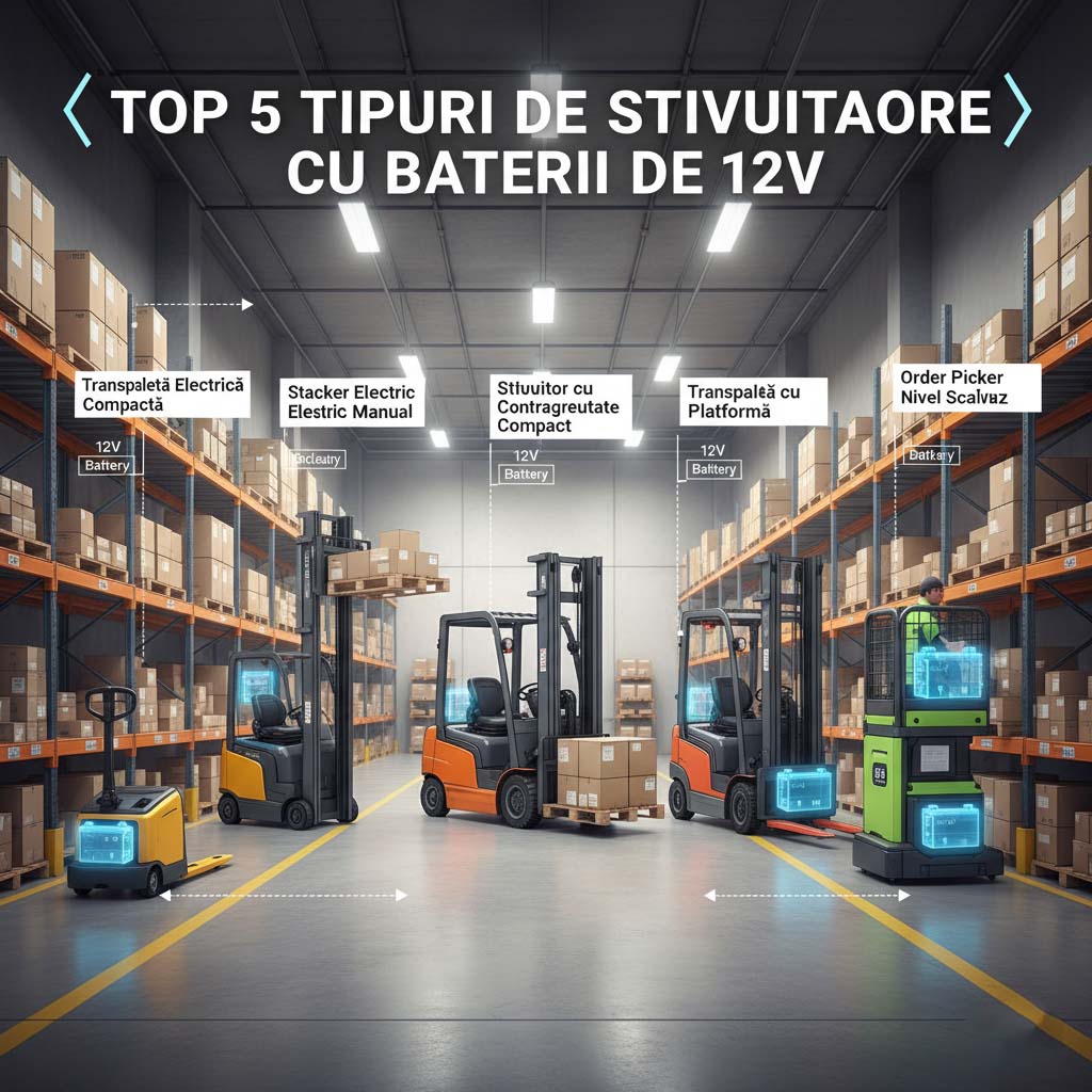 5 Stivuitoare care folosesc Baterii de 12V